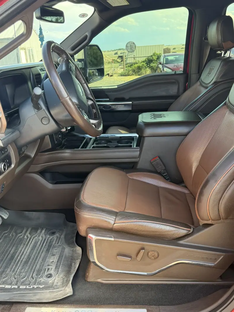 Ford pickup front seat in brown leather, cleaned and conditioned