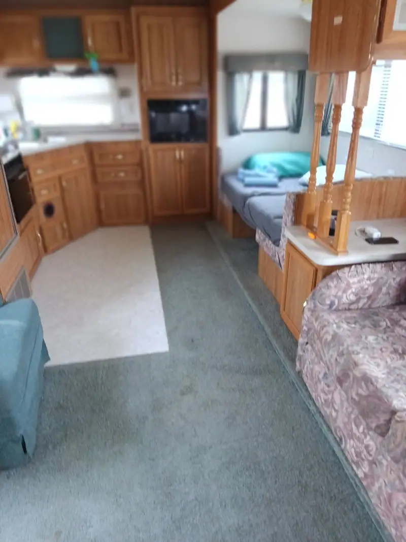 RV galley and walkway after an interior detail