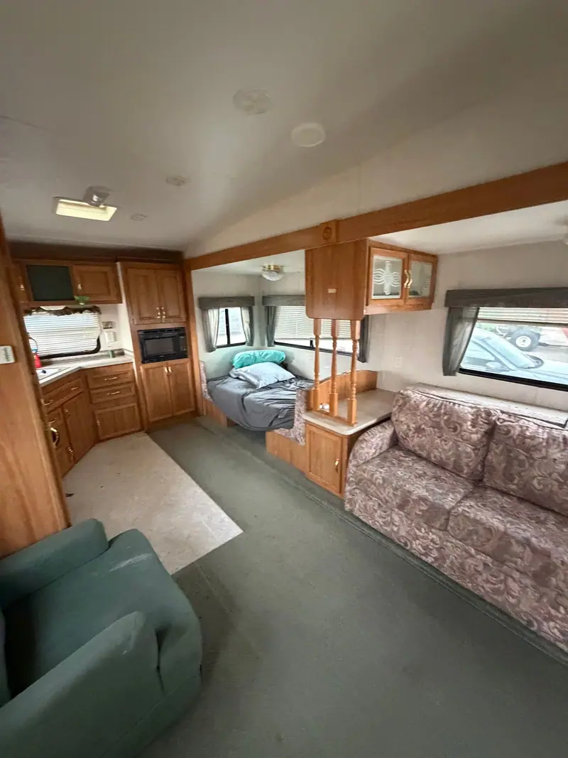 Looking down the length of an RV interior after detailing