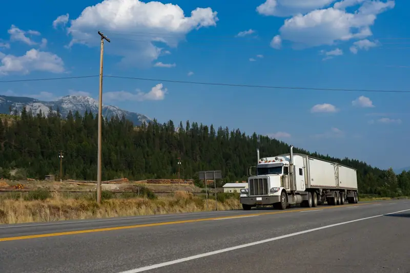 Semi truck on an open highway